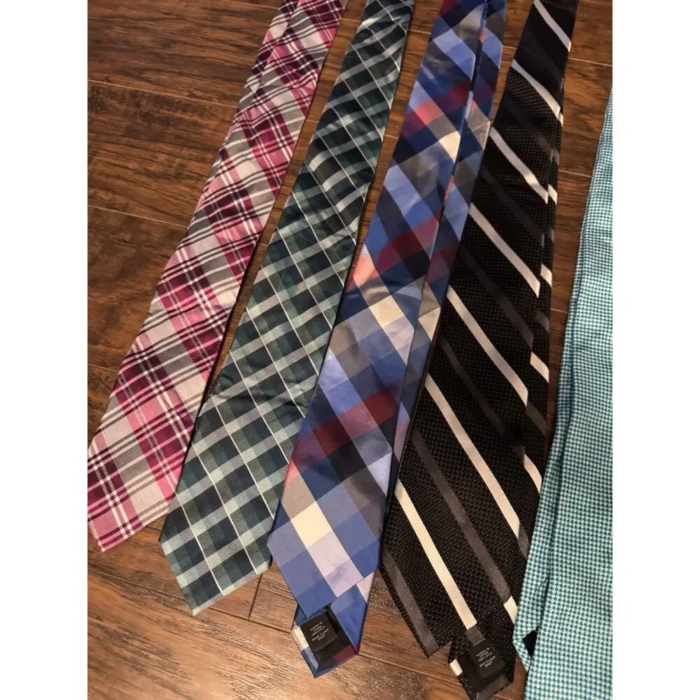 EXPRESS 100% Silk Tie Lot 10 Mens Blue Stripe Executive Necktie Plaid Purple